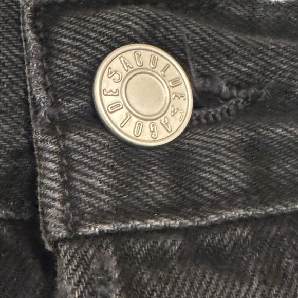 Agolde Dee Shorts in Divise, Black Denim Frayed High Waisted Jean Shorts-Size 30 - Picture 6 of 14